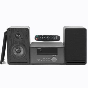 LONPOO Sistema De Som Estéreo Para Casa, Micro Prateleira Bluetooth Com 100 Watts Rms, Rádio Fm Integrado, Reprodução Usb E Entrada Auxiliar, Preto (Equipamentos)