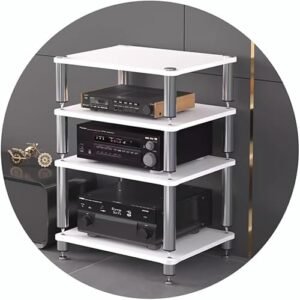 Rack HiFi de 2/3/4 camadas Prateleira AV Suporte HIFI Dispositivos de suporte para reprodutor de discos Gabinete Rack de áudio com pés de absorção de choque - Componentes de áudio e vídeo, R (Equipamentos)