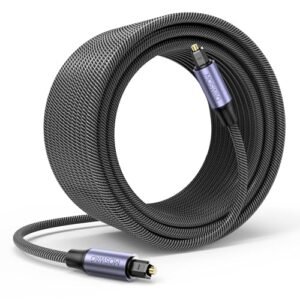 MOSWAG Cabo de áudio Toslink, cabo óptico macho para macho de 25 pés/8 m, extensão de cabo óptico digital, cabos trançados de extensão de cabo de áudio digital banhados a ouro 24k para soundbar, TV (Equipamentos)