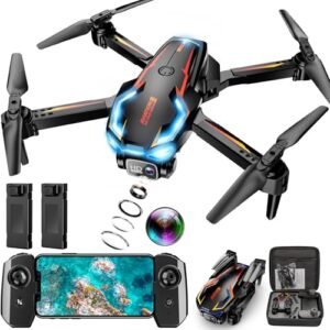 Drone com câmera para adultos, drones FPV HD 2K com retenção de altitude atualizada, decolagem/pouso com uma tecla, ajuste de velocidade, modo Headless, 2 baterias, presentes de brinquedos para (Brinquedos)