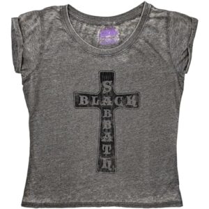 Black Sabbath Vintage Cross (Burn Out) Junior Top Charcoal, Cinza, GG (CDs)