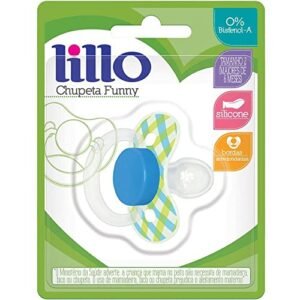 Chupeta Funny Xadrez Sil Tam 2 - Azul - Lillo, Azul (Bebê)