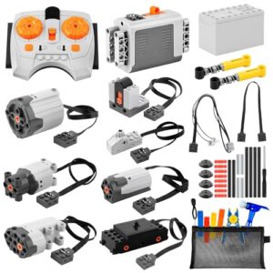 43pcs Power Function Motor Set for Lego Technic: 5 Motors (M/L/XL/Train/Servo), 2 Battery Boxes, IR Remote & Receiver, Control Switch, Cable, Building Block Tool Kit...Birthday Gift for Kids & Adults (Brinquedos)