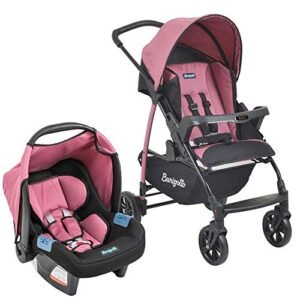 Carrinho de Bebê Travel System Burigotto Ecco Preto e Rosa + Touring Evolution Se (Bebê)