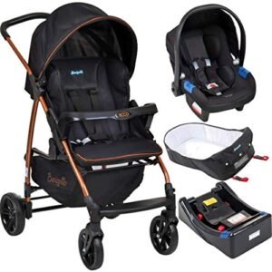 Carrinho de Bebe Bebe Conforto Base e Ninho Burigotto Ecco Preto Bronze (Bebê)