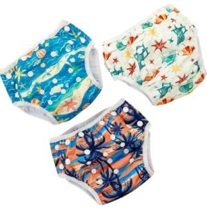 Fraldas de natação HappyFlute – Roupa de banho infantil reutilizável e roupa de banho para recém-nascidos, crianças pequenas – Fraldas de natação perfeitas para bebês na praia e na piscina, Praia (Bebê)