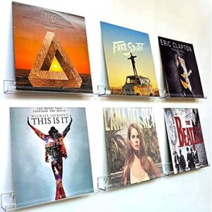 Suporte de parede com suporte de gravação, pacote com 6 prateleiras de disco de vinil transparente para armazenar álbum de acrílico exiba seu diário de audição/livro LP no escritório em casa (Equipamentos)