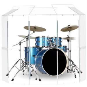Escudo de bateria portátil | 5 painéis de 60 cm x 1,5 m com defletores | Converte em 60 cm x 1,8 m | Dobradiças de aço inoxidável de comprimento total | Barreira de som de tambor de acrílico | gaiola (Equipamentos)