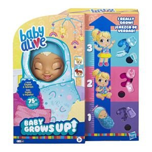 Baby Alive Baby Grows Up (Feliz) - Happy Hope Or Merry Meadow, Crescendo E Falando Boneca, Brinquedo Com 1 Boneca Surpresa E 8 Acessórios, Azul (Brinquedos)
