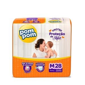 Fralda Pom Pom Protek Proteção de Mãe Jumbo M 28 Unidades (Bebê)