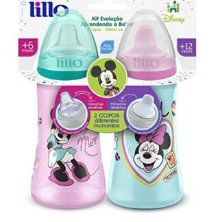 Lillo Kit 2 Copos Colors Bico De Silicone Disney Minnie Rosa (Bebê)
