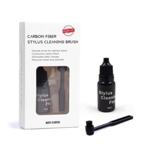 MayRecords Kit de escova de limpeza Stylus, escova de limpeza de agulha redonda antiestática 2 em 1 e fluido de limpeza de agulha de 10 ml para cartucho de agulha de toca-discos LP (Discos de Vinil)