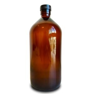 Vidro Âmbar 1 LItro 1100ml Growler Escuro Com Tampa Preta + Batoque Vidros Âmbar Premium (Cervejas)