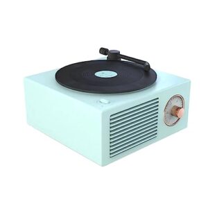 toca-discos de vinil clássico toca-discos USB vintage alto-falante portátil estéreo aprimoramento de graves alto sem fio mini reprodutor de música de viagem, azul, 10,5 * 11,2 * 5,7 cm (Discos de Vinil)
