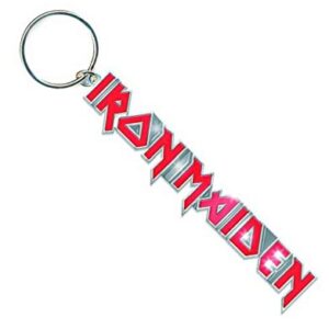 Iron Maiden Chaveiro com logotipo clássico da banda com caudas chaveiro de metal tamanho único vermelho, Vermelho, One Size (CDs)