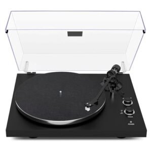 ANVAR Toca-Discos Belt-Drive com Bluetooth, USB Cartucho Magnético Avançado Giradiscos Vinil 33 e 45 RPM Gravação Digital PC Contrapeso Ajustável e Pré-Amplificador Phono Fidelidade - Preto 110v/220v (Discos de Vinil)