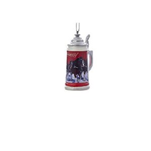 Caneca de Cerveja Kurt Adler Budweiser Ornamento de Natal Clydesdale Decoração de Cavalos em Resina (Cervejas)