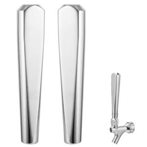 MRbrew Torneira de cerveja atualizada, 2 peças de aço inoxidável comercial Homebrew 304 Heavy Duty Standard American 3/20.3 cm rosqueamento barril de calado Kegerator Tower Stout Nitro torneira de (Cervejas)