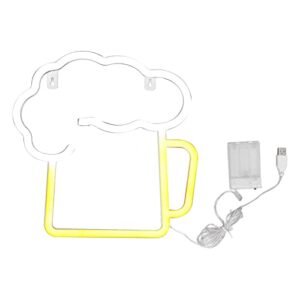 Sinais de cerveja de néon amarelo branco bateria usb alimentado ip45 à prova dip45 água fácil pendurado sinal de barra para decoração de parede sinais de néon de cerveja (Cervejas)