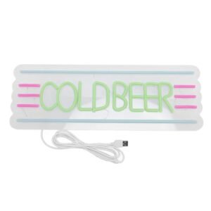 Garosa Sinal de Néon LED de Cerveja Gelada, Luz de Néon Acrílica Regulável para Decoração de Casa de Bar, Design Moderno Atraente Com Brilho Personalizável (Cervejas)