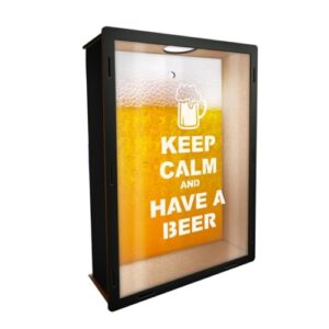 Quadro Porta Tampinhas P Mdf e Frente de Vidro decoração de casa(Cerveja Liquido) (Cervejas)