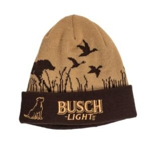 Calhoun Gorro de caça leve Busch – Chapéu de inverno de malha quente com design de cachorro e pato para entusiastas de atividades ao ar livre, marrom (Cervejas)