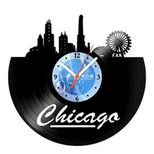 Relógio De Parede Disco Vinil Lugares - Chicago - VLU-004 (Discos de Vinil)