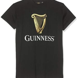 Camiseta clássica Guinness preta com design de harpa de ouro irlandês, Xxx-large, 3X-Large (Cervejas)