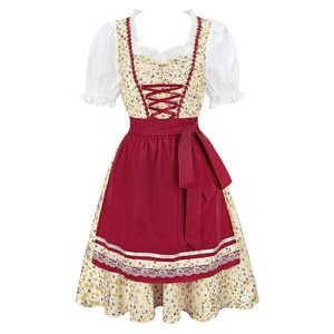 Lehauya Oktoberfest Fantasia feminina alemã da Baviera Beer Girl Dirndl Vestido Oktoberfest, Amarelo, XXG (Cervejas)