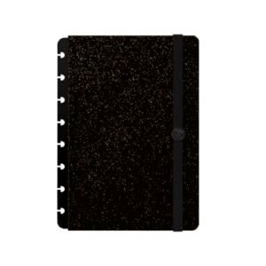 Capa e Contracapa Iscool Disc Para Caderno P Solid Glitter Preto (Discos de Vinil)