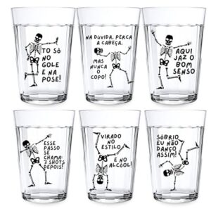 Kit 6 Copos Americano 190ml Estampado Decorado C/Frases Esqueleto Meme Chopp Cerveja Ideia Presente (Cervejas)