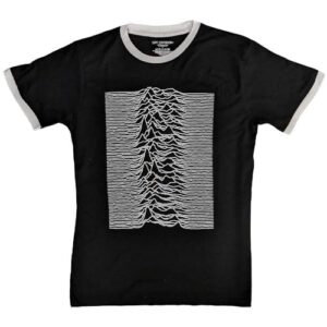 Joy Division Camiseta Ringer Com Logotipo Unknown Pleasures Oficial Unissex Preta Tamanho G (CDs)