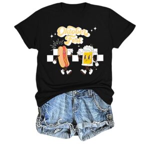 Camiseta feminina Oktoberfest German Octoberfest Beer Camisetas de festa alemã para amantes de cerveja camisetas retrô, Preto, M (Cervejas)