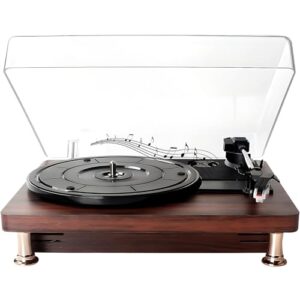 Vitrola Toca Disco Vinil Automático com Transmissão Correia Tocador Vintage Audiotecnica Velocidades 33/45 RPM Vitrola Retro Bluetooth Alto-Falante Estéreo Audio Technica Reprodução Vinil 3 Velocidad (Discos de Vinil)
