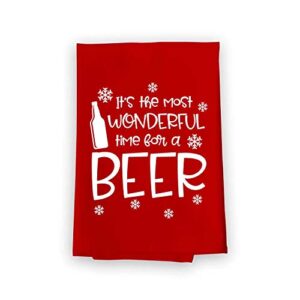 Honey Dew Gifts, É a época mais maravilhosa para aBeer, toalha de saco de farinha de algodão, 68 cm por 68 cm, toalhas de Natal engraçadas, toalha de prato de cerveja vermelha, toalhas de bar, 10192R (Cervejas)