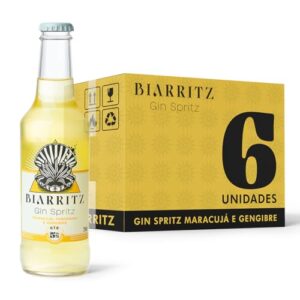 Biarritz Gin Spritz Maracujá, Tangerina e Gengibre – Pack 6 Longnecks 275ml | Gin Premium, Ingredientes 100% Naturais, 5% Teor Alcoólico, Sem Glúten (Cervejas)