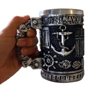 Caneca de Chopp Cerveja Marinha Naval Colecionadores Decoração Bar 300 ML Resina e Aluminio (Cervejas)