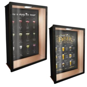 Quadro Decorativo Porta Rolhas Porta Tampinhas em MDF para Área Gourmet Churrasqueira Sala de Jantar (Porta Rolha + Porta Tampinha) (Cervejas)