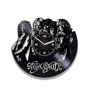 Relógio de parede Kovides com disco de vinil compatível com tema Aerosmith Crazy Song Decoração de casa para homens e mulheres (Discos de Vinil)