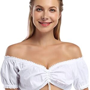 GloryStar Fantasia feminina Oktoberfest da Baviera tradicional Dirndl blusa cropped jardim cerveja branca 1 2GG (Cervejas)