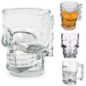 123 Útil, Caneca Caveira Viking Vidro Transparente 500ml Chopp Cerveja Resistente Presente (Cervejas)