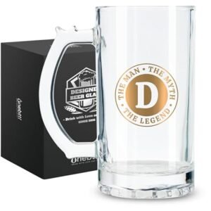 Onebttl Presentes de cerveja personalizados para homens amantes de cerveja - Caneca de cerveja pesada de 500 ml com alça para chefe como presente de aniversário e Natal - LENDA D (Cervejas)