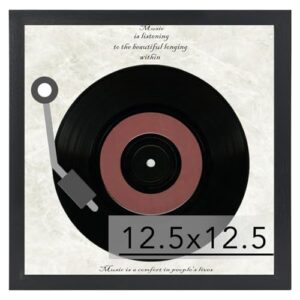 JCJMY Moldura de disco de vinil de madeira para parede, capa de álbum de 30 x 30 cm e disco de vinil LP de 12 x 12 cm com capa, molduras de álbum, moldura resistente de 30 x 30 cm, preta, 1 pacote (Discos de Vinil)