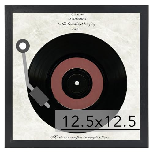 JCJMY Moldura de disco de vinil de madeira para parede, capa de álbum de 30 x 30 cm e disco de vinil LP de 12 x 12 cm com capa, molduras de álbum, moldura resistente de 30 x 30 cm, preta, 1 pacote (Discos de Vinil)