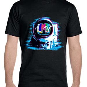 INTIMO Camiseta masculina MTV Music Television Glitch Moonman '80s gola redonda (pequena), Preto, P (CDs)