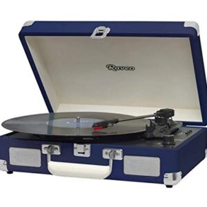 Vitrola Toca Discos Vinil Retro Bluetooth Usb Auxiliar Reproduz E Grava Em Mp3 Bivolt Vintage Azul Raveo Sonetto Chrome Chrome Navy (Discos de Vinil)