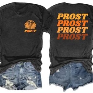 Ithalt Camisetas Oktoberfest femininas de manga curta Ich Heart Bier Shrit German Oktoberfest, Cinza 1, XGG (Cervejas)