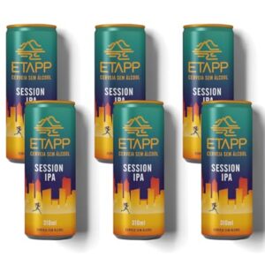 Cerveja ETAPP Session IPA Sem Álcool, 310ml, Refrescante, Cítrica, Low-Carb, Artesanal, Amargor Equilibrado, Ideal para Pós-Treino e Momentos Ativos (6 Latas) (Cervejas)