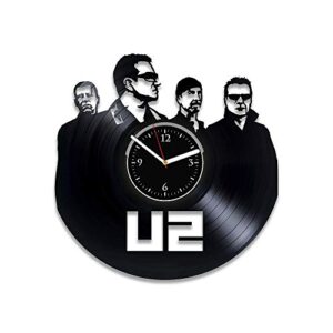 Relógio de parede de vinil banda de rock U2 relógio de parede de vinil música para fãs U2 relógio de disco de vinil Bono relógio de parede vintage aniversário para pai U2 ideia de natal para mulher U2 (Discos de Vinil)