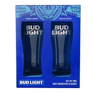 Copos de cerveja emblemáticos Bud Light, conjunto de copos de cerveja para bebidas, refrigerante, água, comporta 473 ml, pacote com 2 (Cervejas)